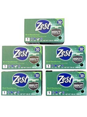 Zest Brut Deodorizer Classically Scented Moisture Bar Soap 7.05 oz 5 Bars Men’s